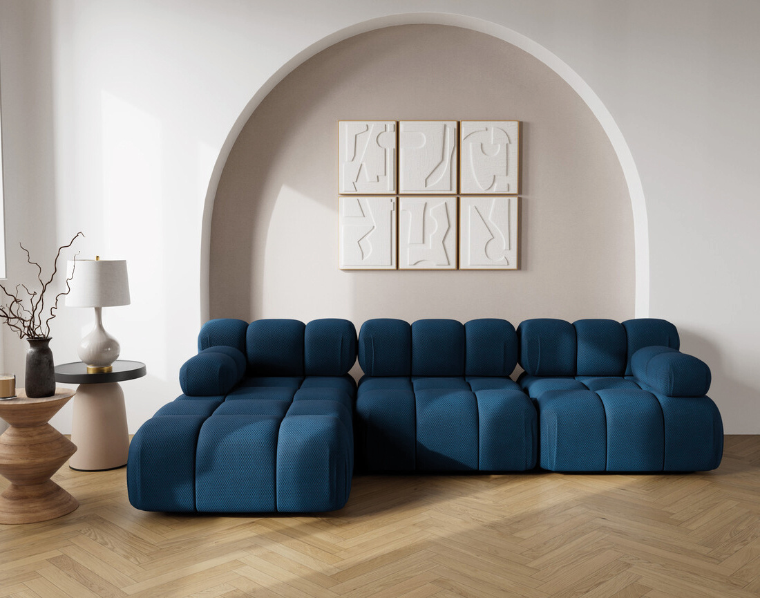 Canapé modulable d'angle gauche 4 places en velours texturé Ruby