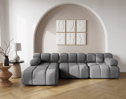 Canapé modulable d'angle gauche 4 places en velours texturé Ruby