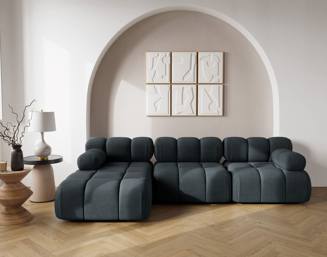 Canapé modulable d'angle gauche 4 places en velours texturé Ruby Canapé modulable d'angle gauche 4 places en velours texturé Ruby