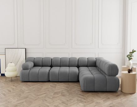 Canapé modulable d'angle droit 5 places en velours texturé Ruby