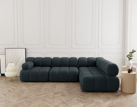 Canapé modulable d'angle droit 5 places en velours texturé Ruby