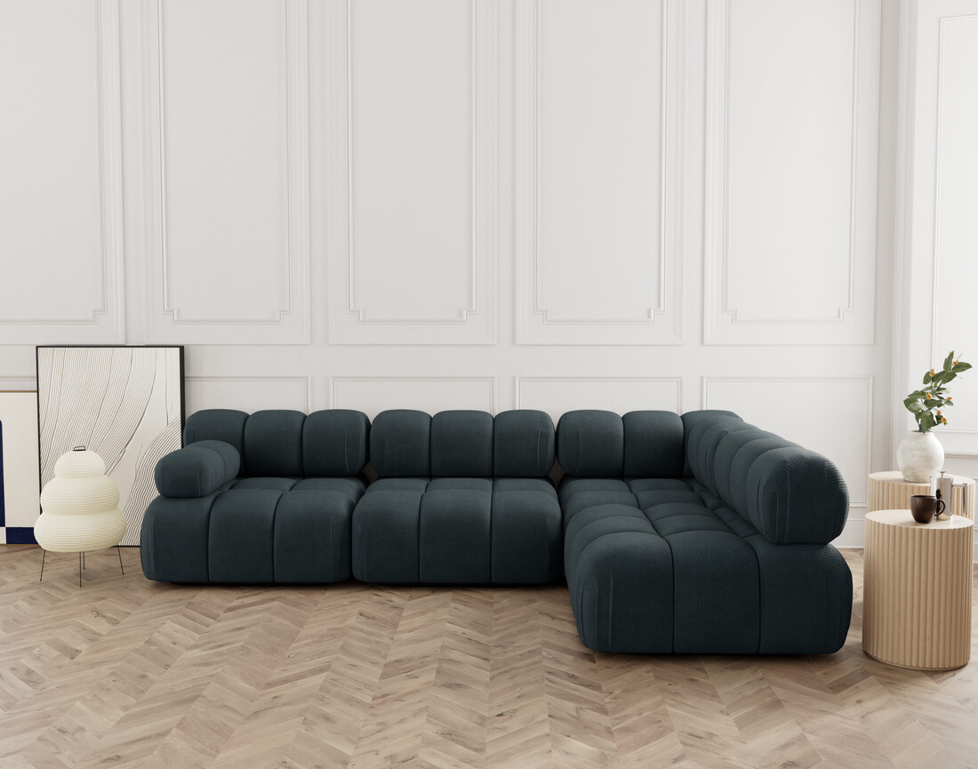 Canapé modulable d'angle droit 5 places en velours texturé Ruby Canapé modulable d'angle droit 5 places en velours texturé Ruby