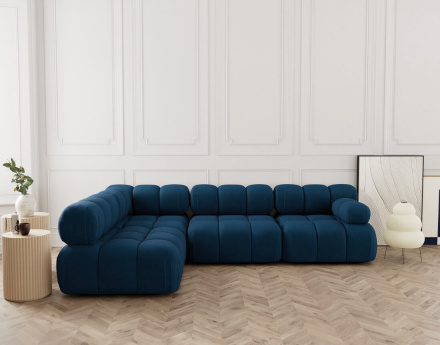 Canapé modulable d'angle gauche 5 places en velours texturé Ruby