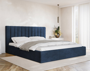 Lit coffre 140x200 cm sommier inclus en velours Rosario