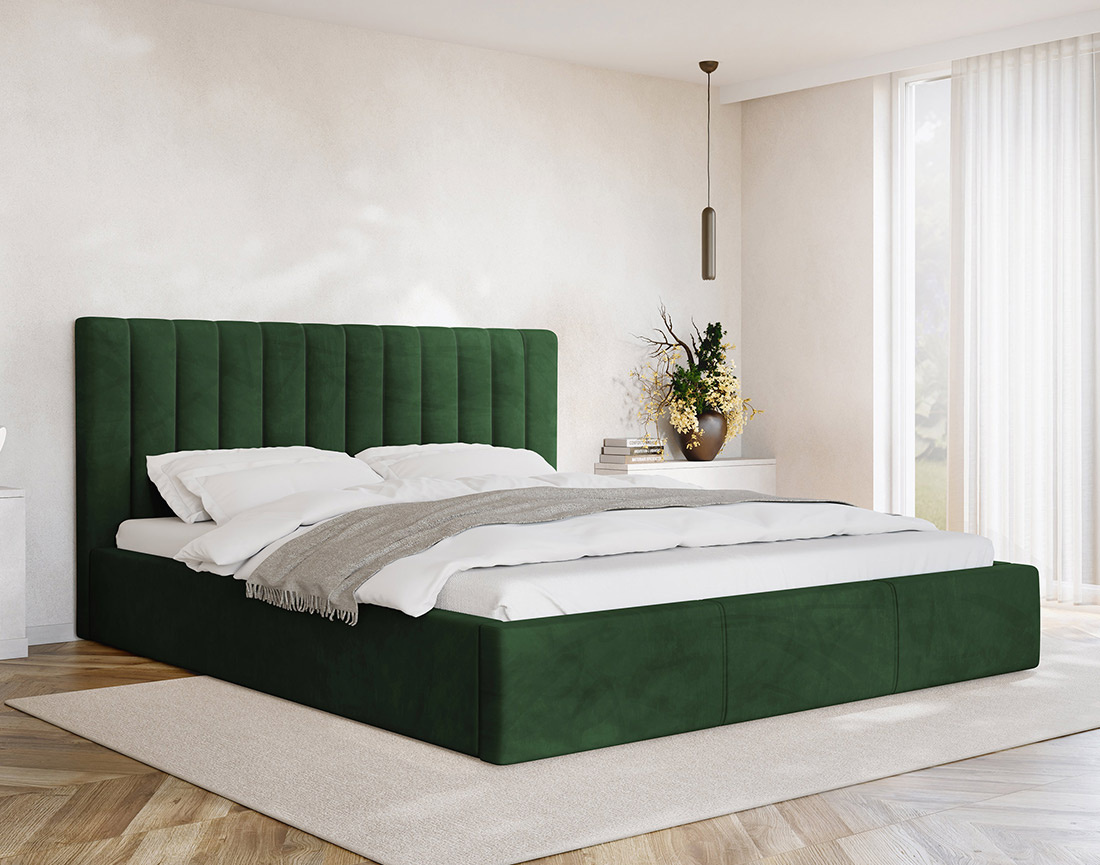 Lit coffre 140x200 cm sommier inclus en velours Rosario