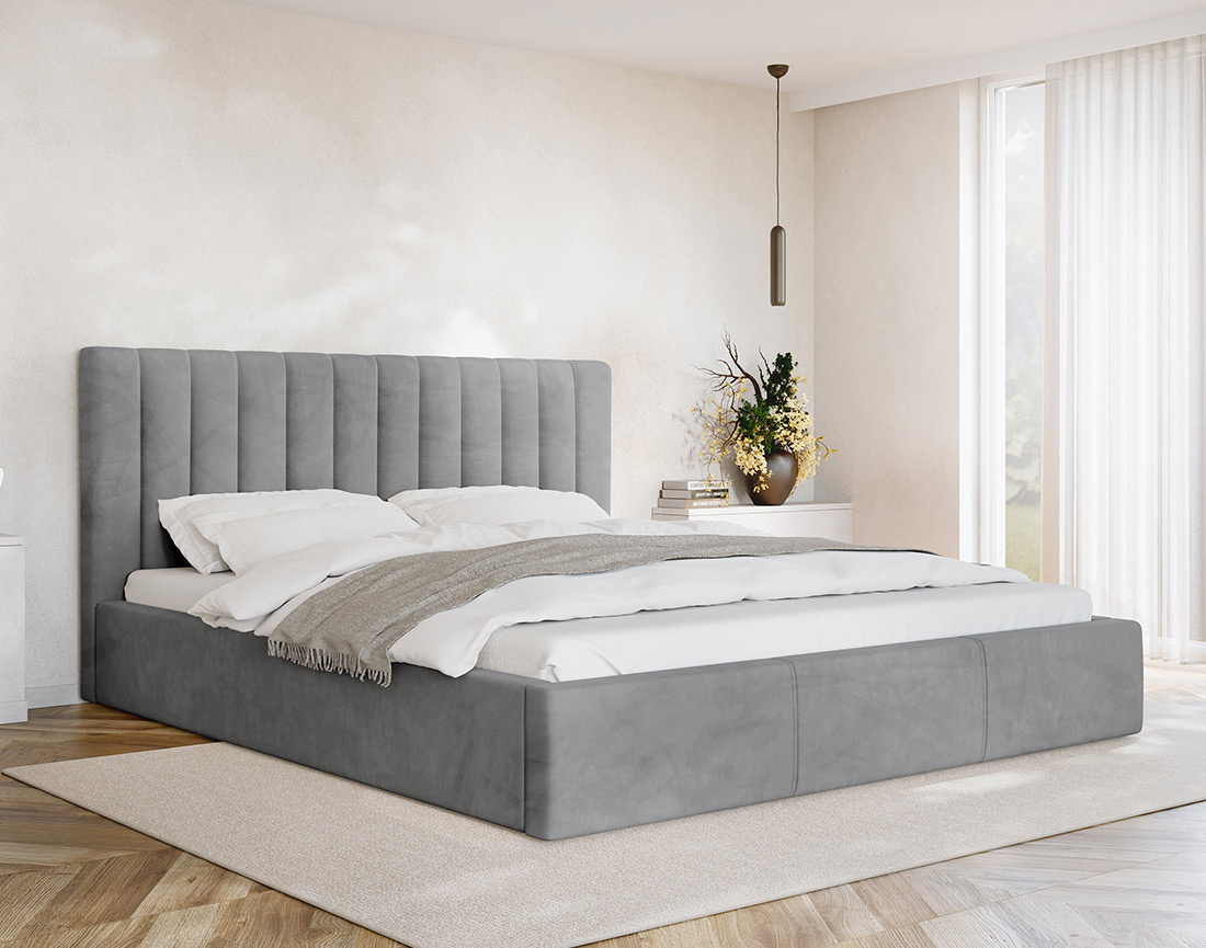 Lit coffre 160x200 cm sommier inclus en velours Rosario