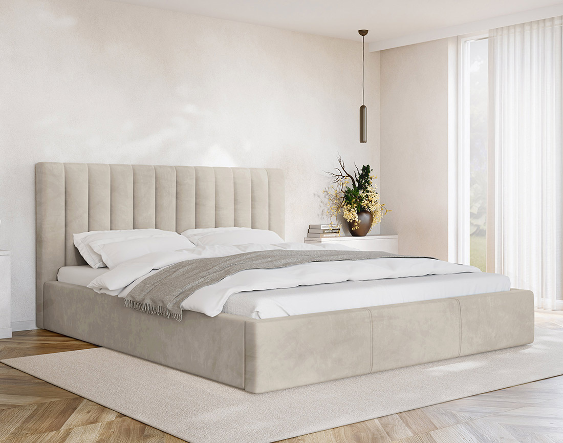 Lit coffre 180x200 cm sommier inclus en velours Rosario