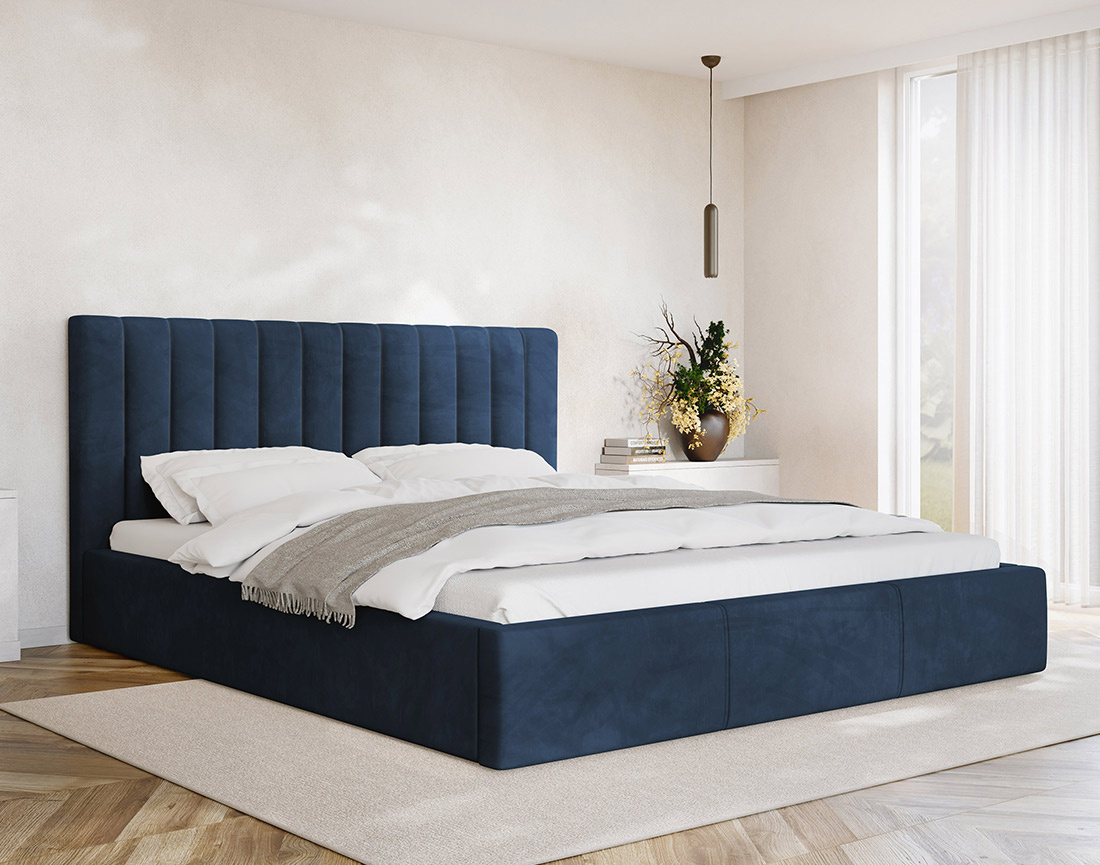 Lit coffre 180x200 cm sommier inclus en velours Rosario