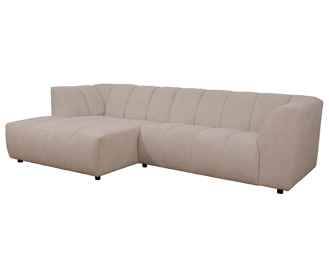 Canapé d'angle gauche 4 places avec accoudoir en tissu texturé Curtis