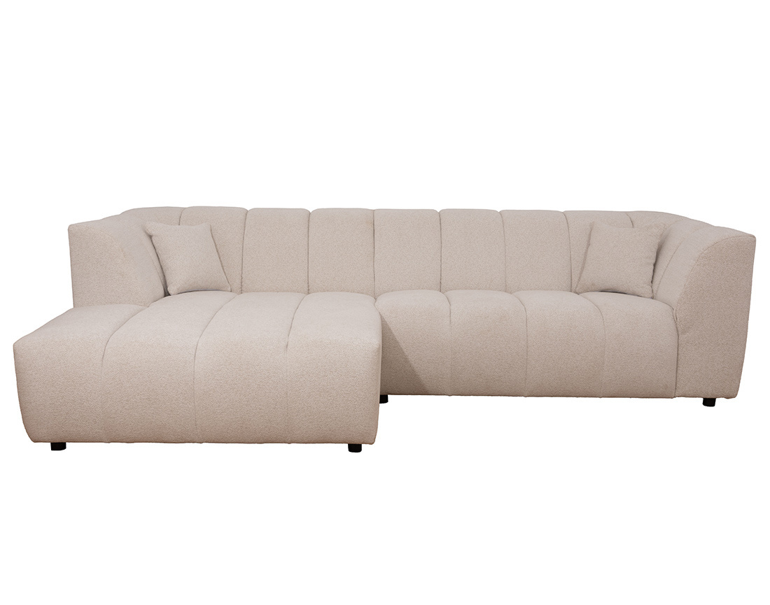 Canapé d'angle gauche 4 places avec accoudoir en tissu texturé Curtis