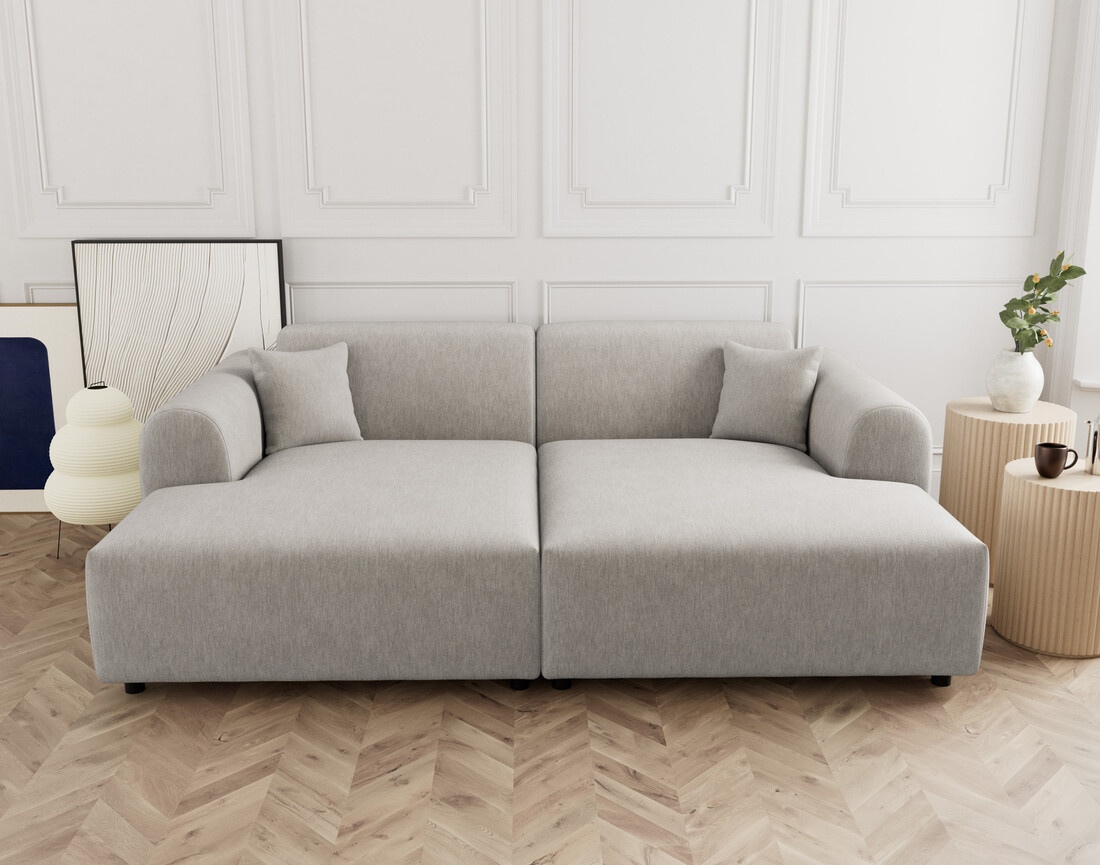 Canapé droit 4 places avec double méridienne assise profonde en velours texturé Aumance Canapé droit 4 places avec double méridienne assise profonde en velours texturé Aumance