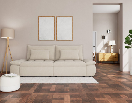 Canapé droit 3 places convertible avec coffre en tissu texturé Elvona