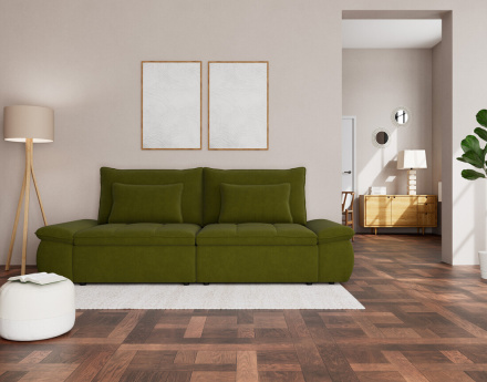 Canapé droit 3 places convertible avec coffre en tissu texturé Elvona