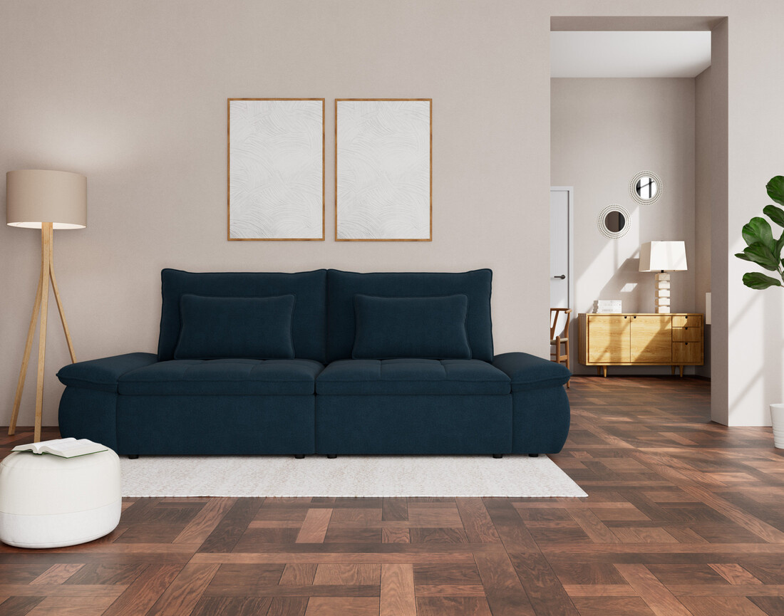 Canapé droit 3 places convertible avec coffre en tissu texturé Elvona