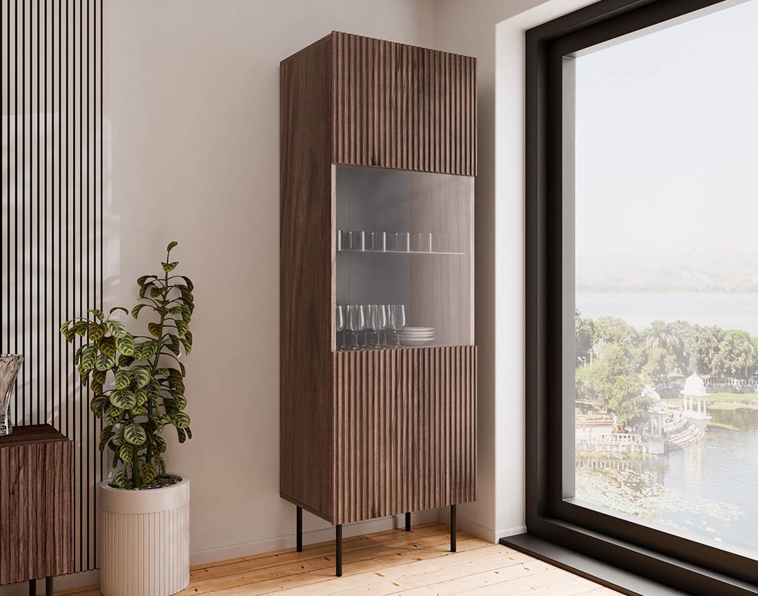 Vitrine bois 1 porte 183 cm Franco