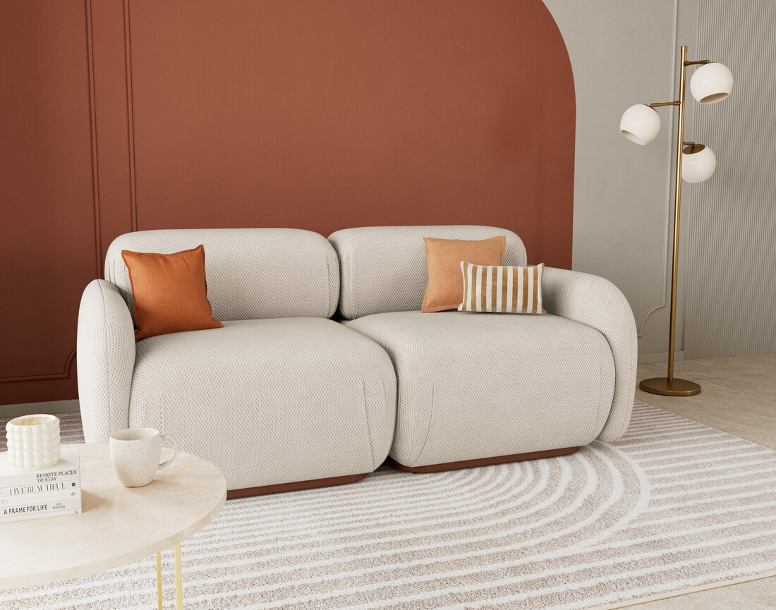 Canapé droit modulable 2 places en velours texturé Penelope Canapé droit modulable 2 places en velours texturé Penelope