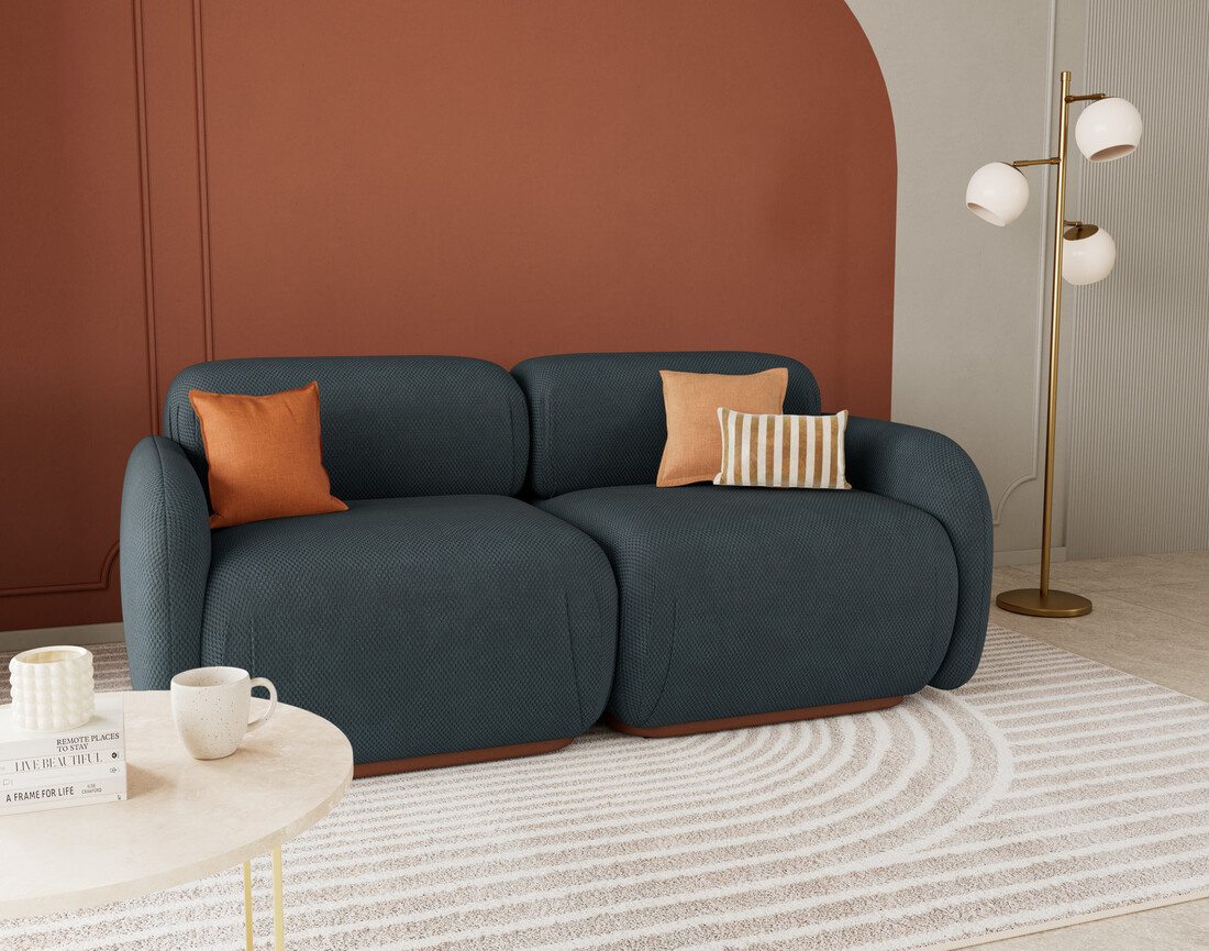 Canapé droit modulable 2 places en velours texturé Penelope Canapé droit modulable 2 places en velours texturé Penelope