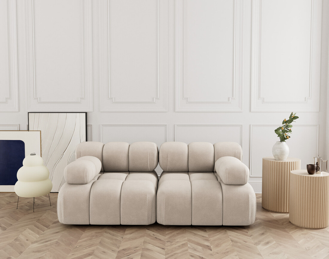 Canapé droit modulable 2 places en velours texturé Ruby Canapé droit modulable 2 places en velours texturé Ruby