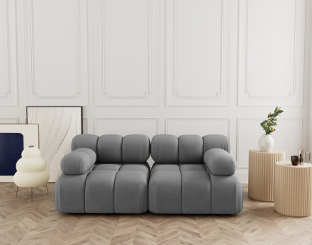 Canapé droit modulable 2 places en velours texturé Ruby