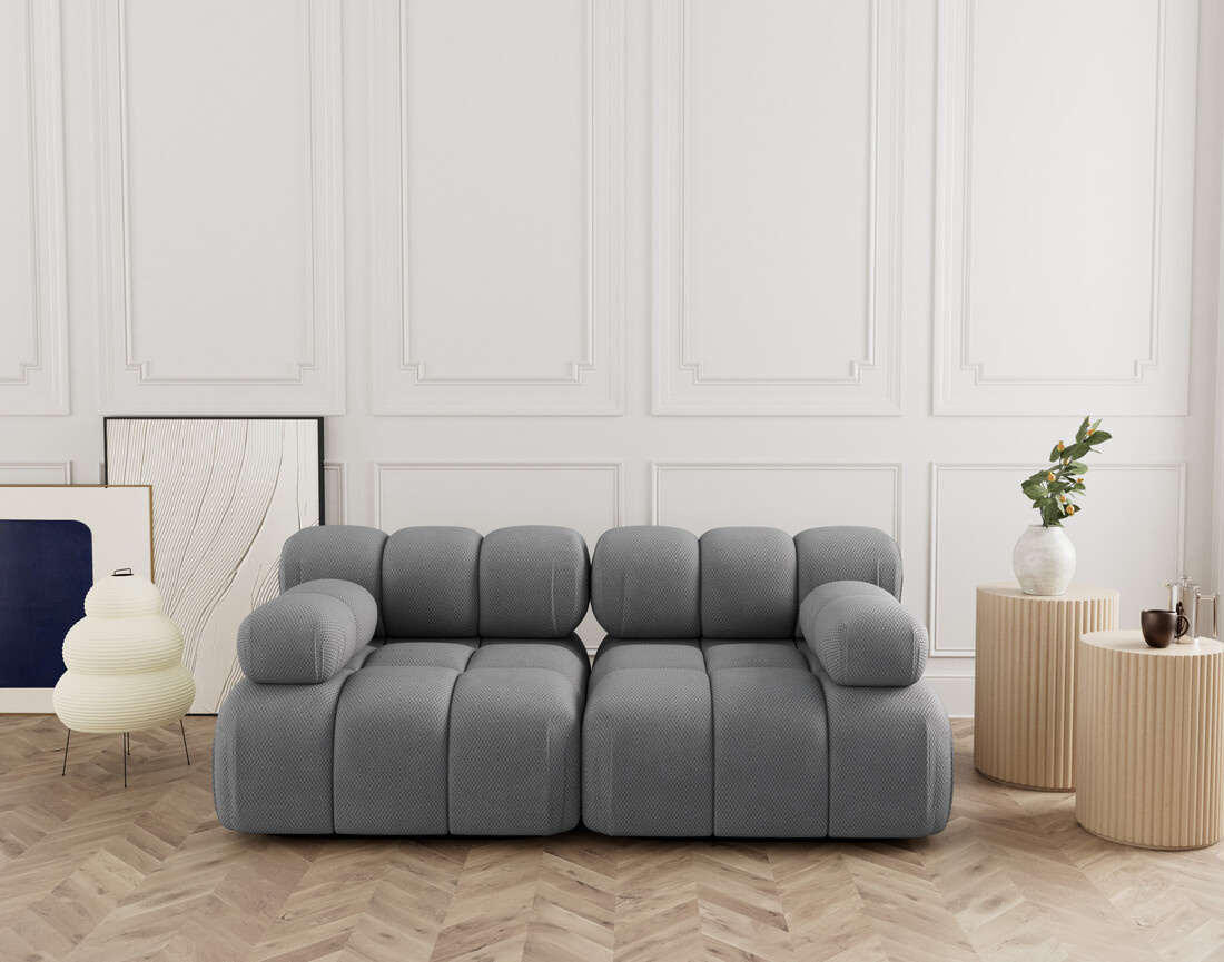 Canapé droit modulable 2 places en velours texturé Ruby