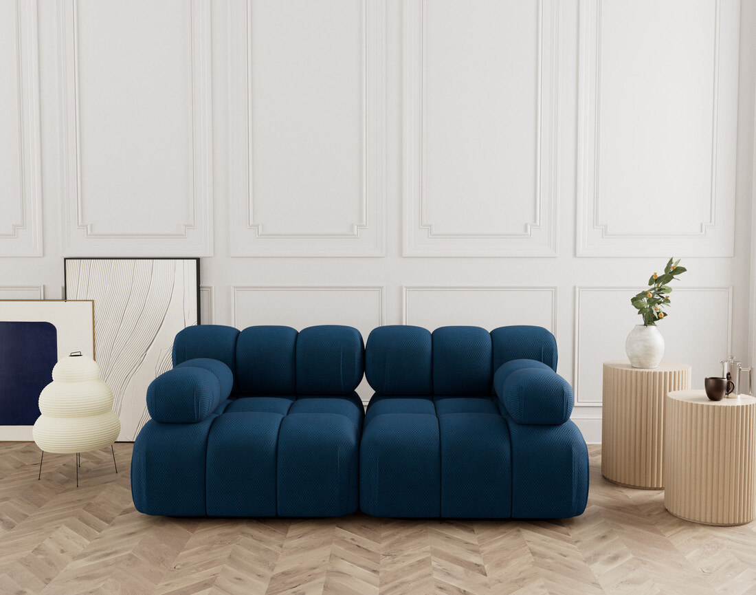 Canapé droit modulable 2 places en velours texturé Ruby