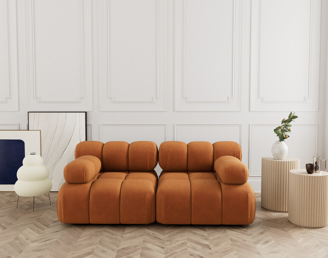 Canapé droit modulable 2 places en velours texturé Ruby