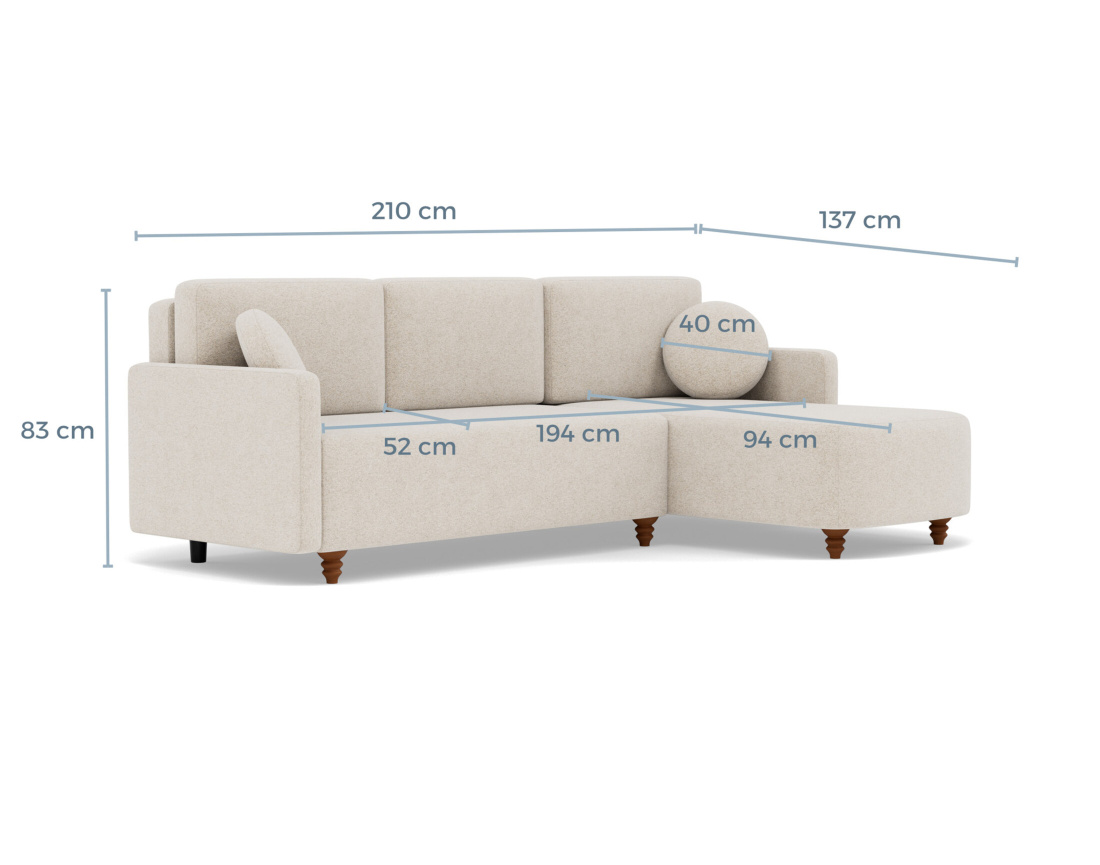 Canapé d'angle réversible 4 places convertible avec coffre en velours texturé Calypso