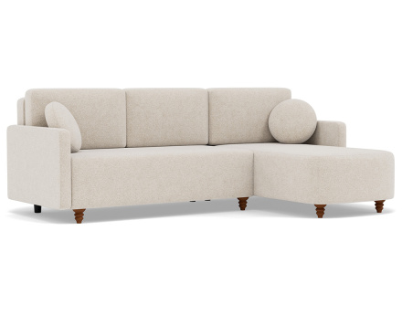 Canapé d'angle réversible 4 places convertible avec coffre en velours texturé Calypso