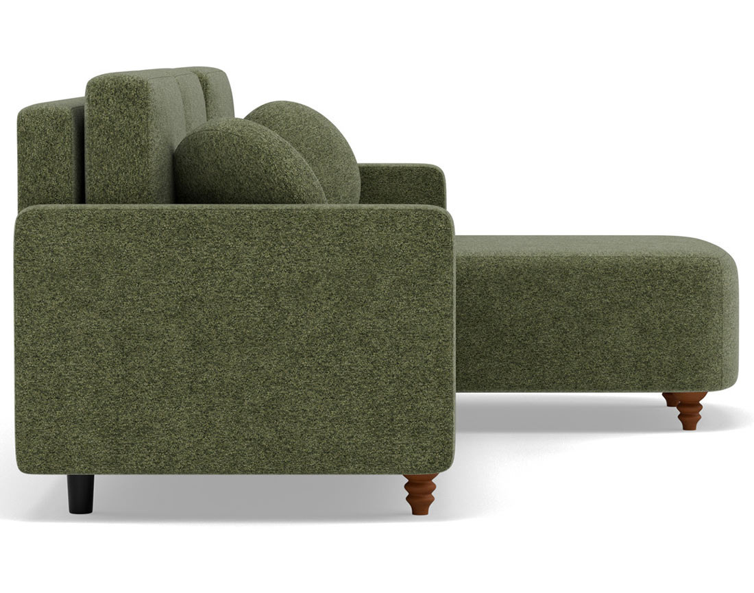 Canapé d'angle réversible 4 places convertible avec coffre en velours texturé Calypso