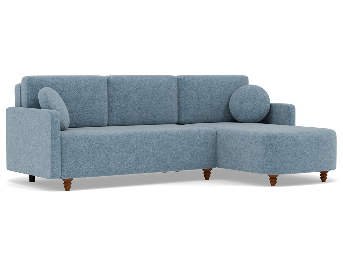 Canapé d'angle réversible 4 places convertible avec coffre en velours texturé Calypso