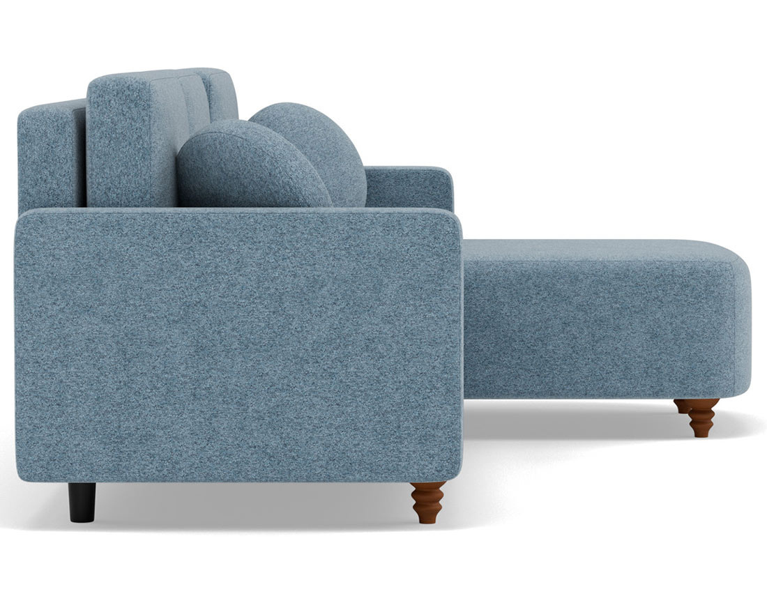 Canapé d'angle réversible 4 places convertible avec coffre en velours texturé Calypso