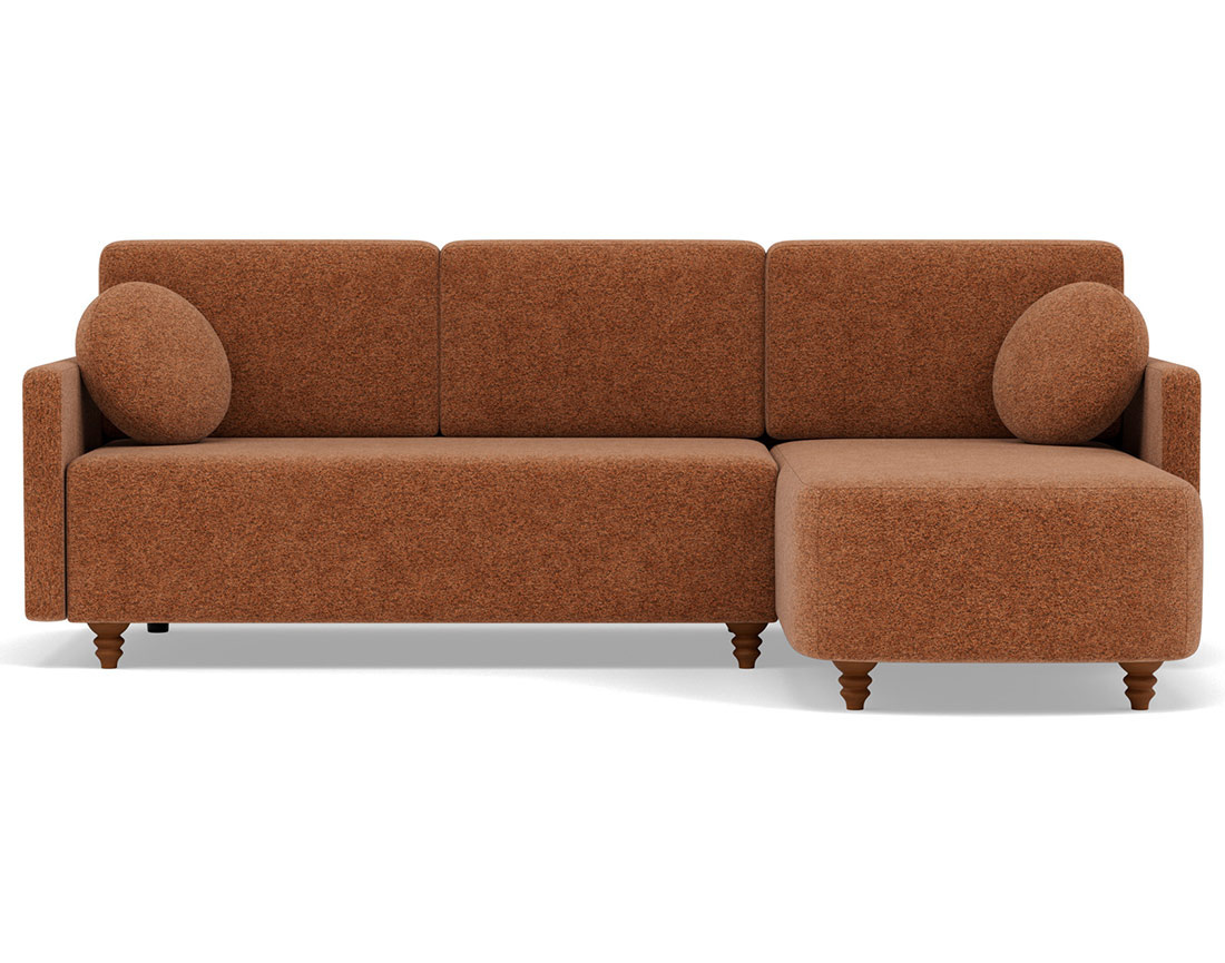 Canapé d'angle réversible 4 places convertible avec coffre en velours texturé Calypso