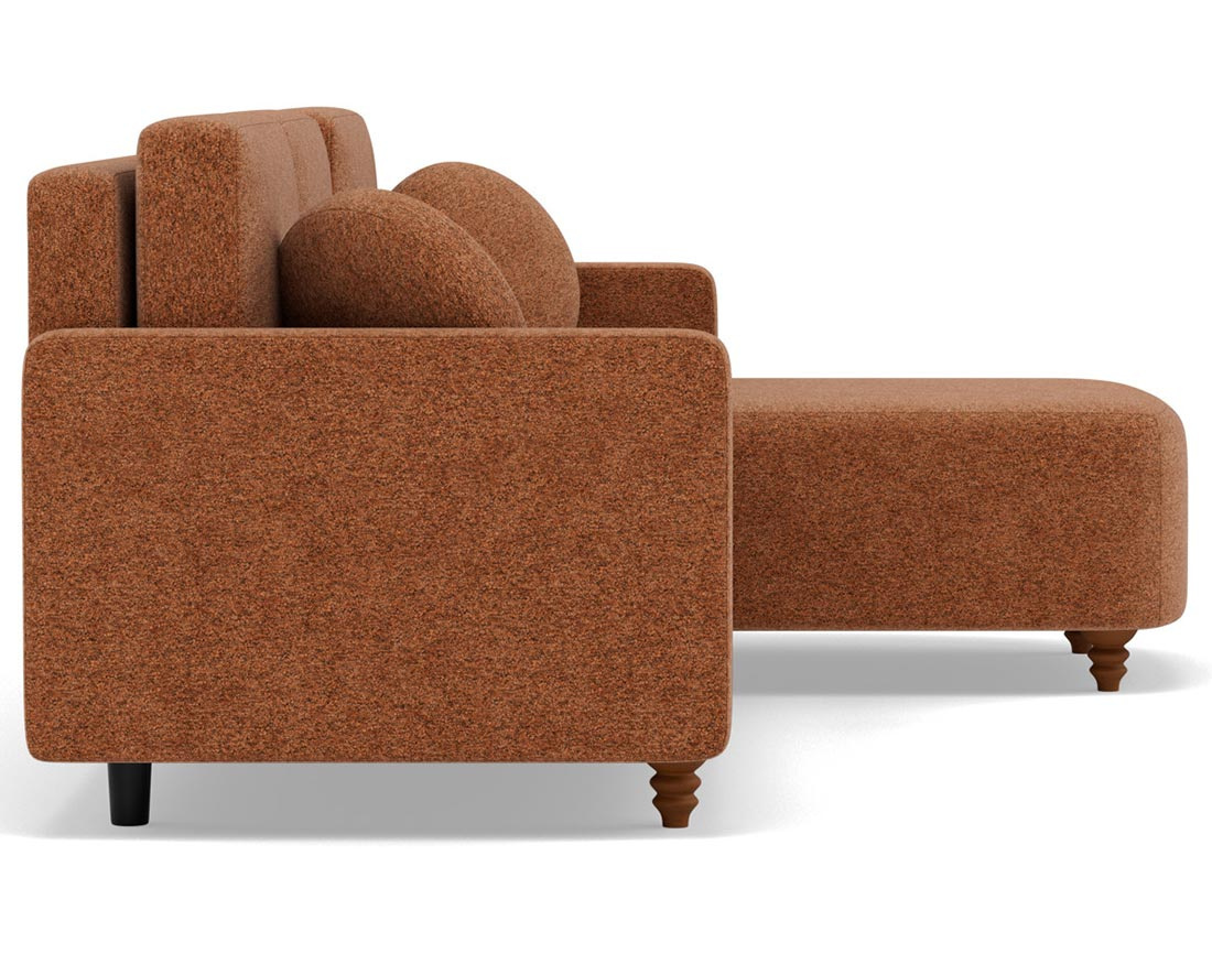 Canapé d'angle réversible 4 places convertible avec coffre en velours texturé Calypso