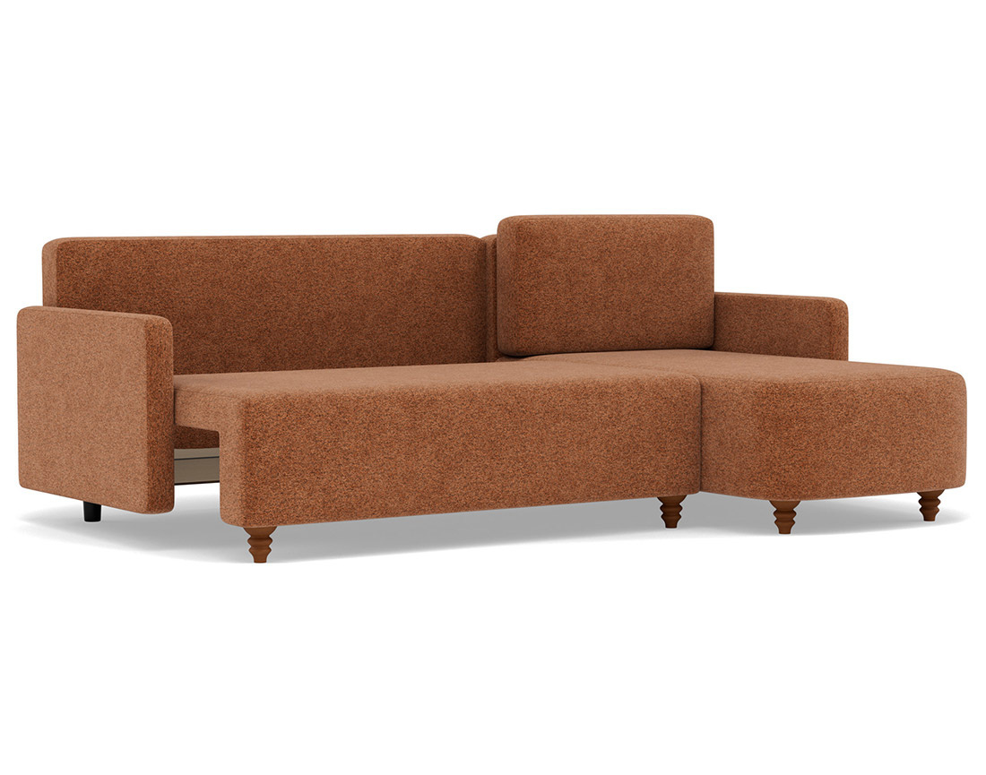 Canapé d'angle réversible 4 places convertible avec coffre en velours texturé Calypso