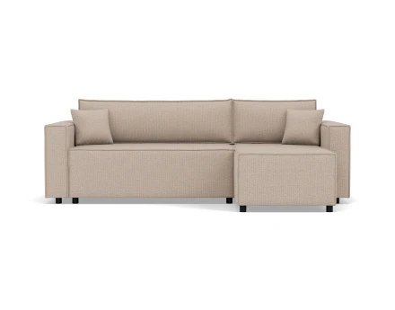 Canapé d'angle réversible 4 places convertible avec coffre en tissu texturé Jonas