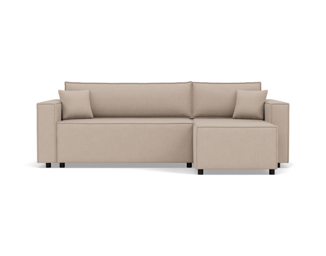 Canapé d'angle réversible 4 places convertible avec coffre en tissu texturé Jonas