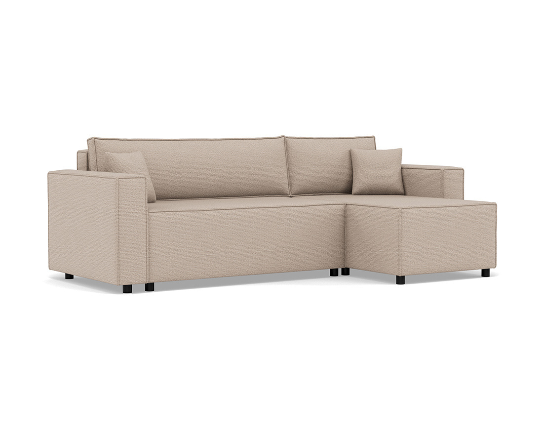 Canapé d'angle réversible 4 places convertible avec coffre en tissu texturé Jonas
