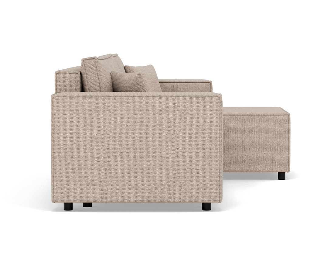 Canapé d'angle réversible 4 places convertible avec coffre en tissu texturé Jonas