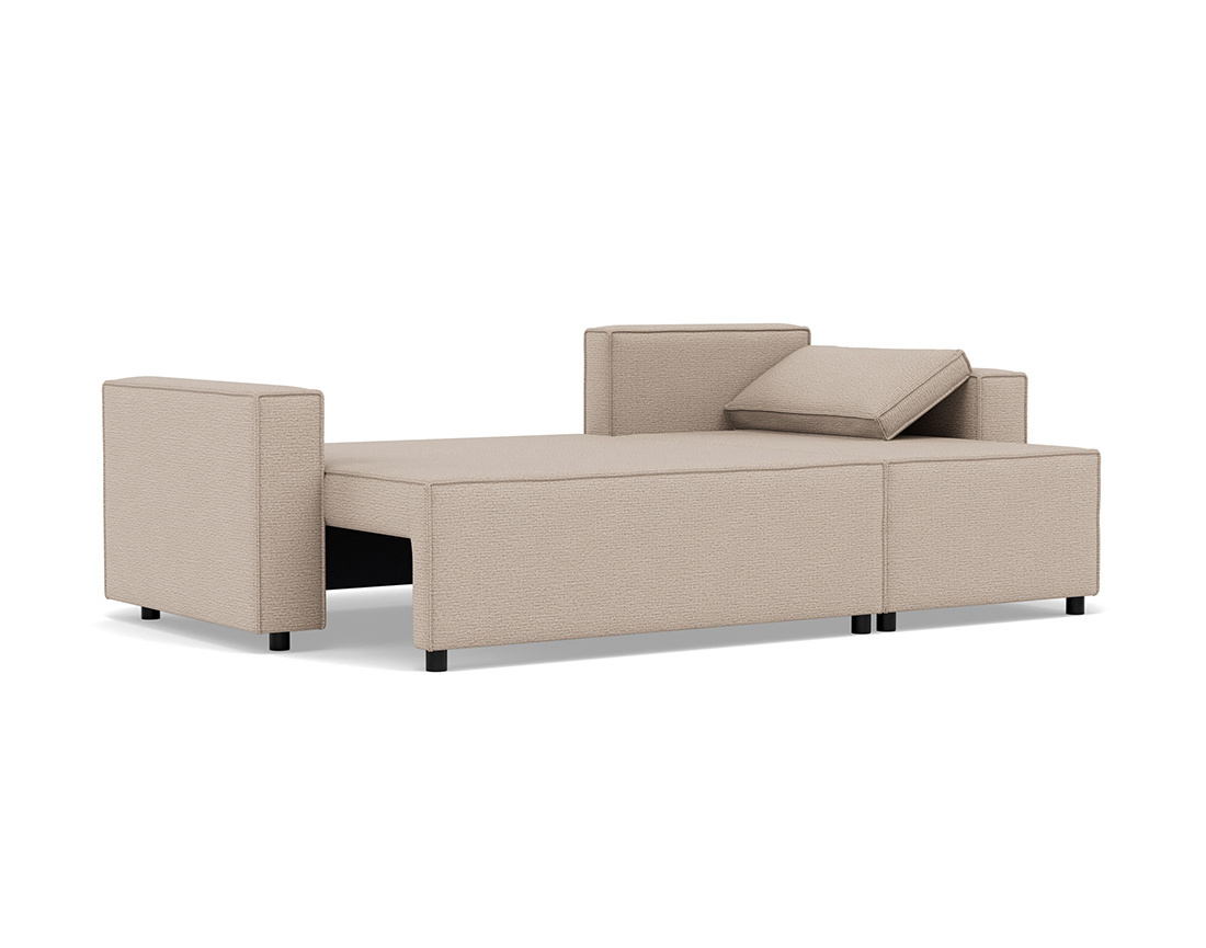 Canapé d'angle réversible 4 places convertible avec coffre en tissu texturé Jonas