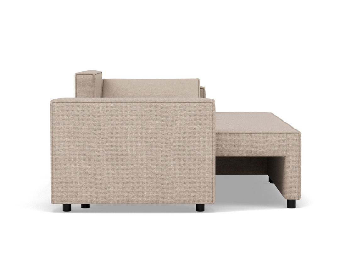Canapé d'angle réversible 4 places convertible avec coffre en tissu texturé Jonas