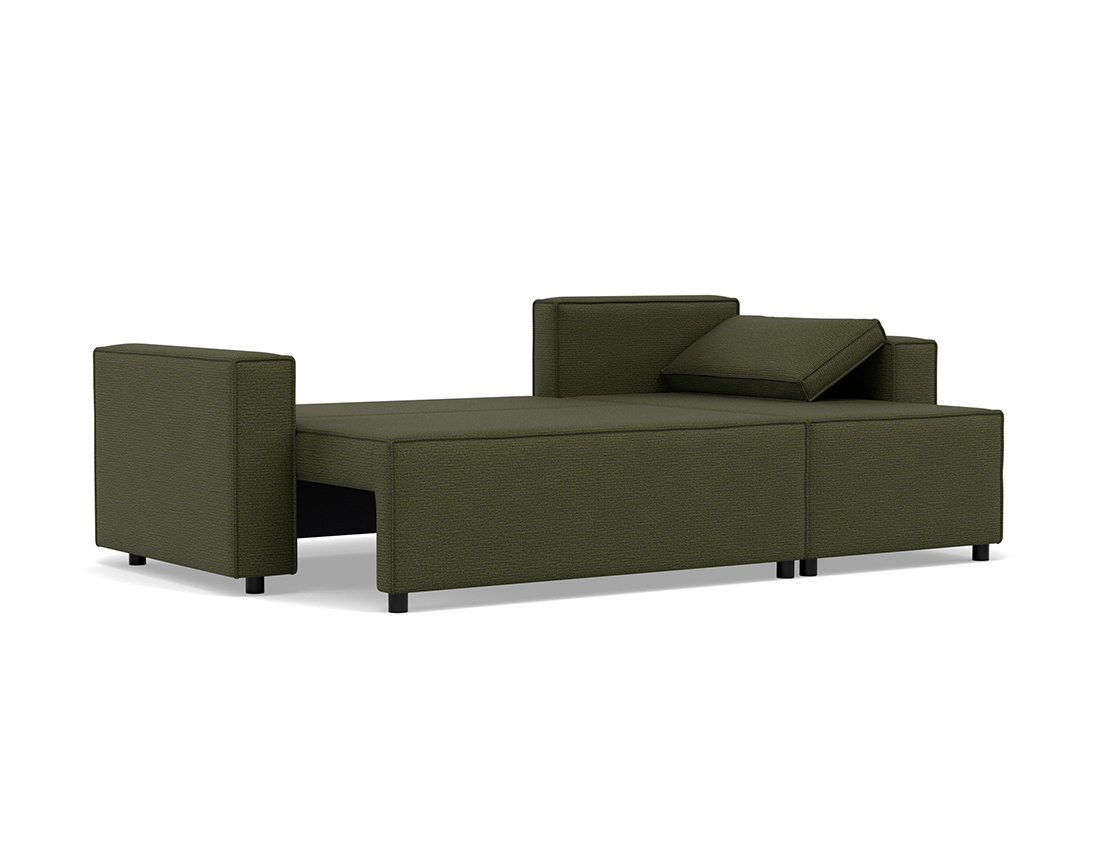 Canapé d'angle réversible 4 places convertible avec coffre en tissu texturé Jonas