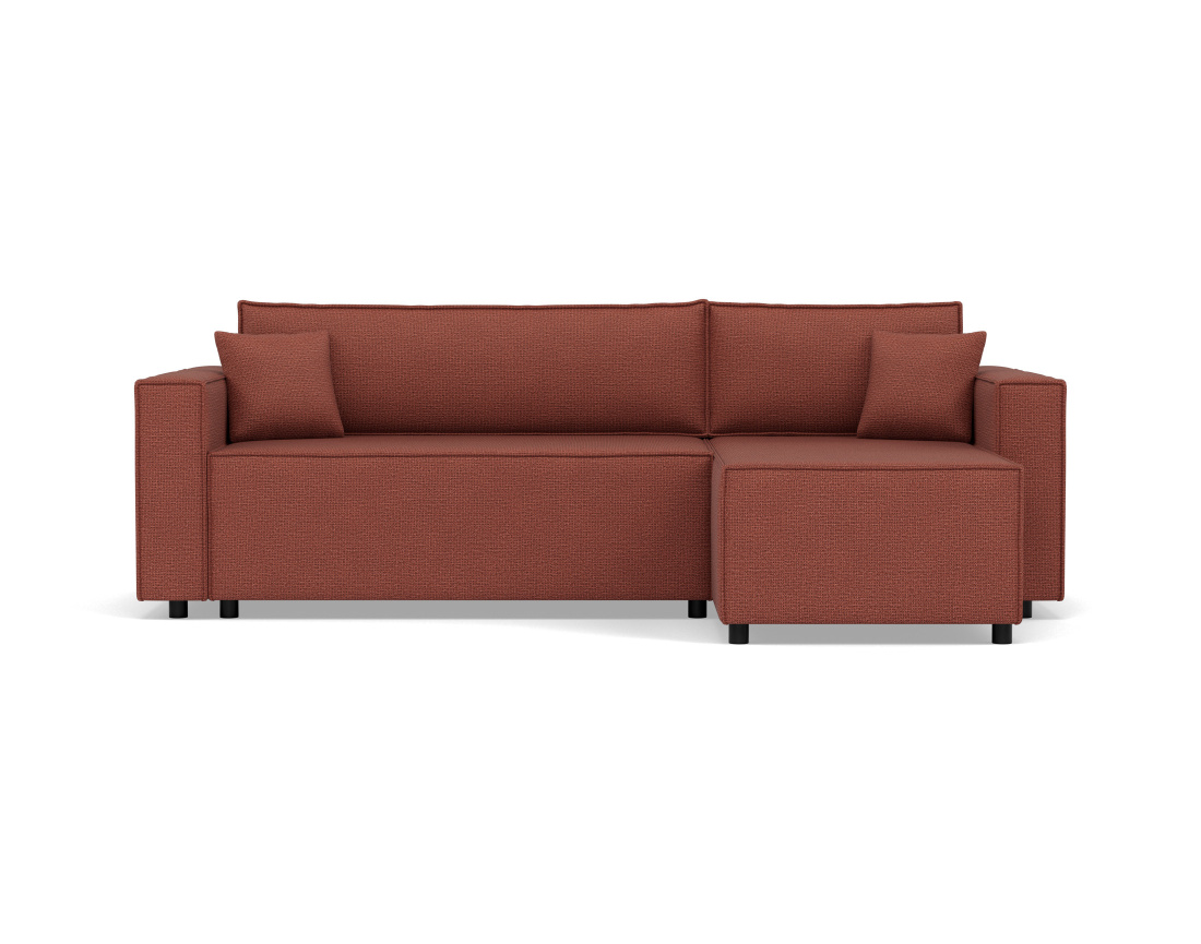 Canapé d'angle réversible 4 places convertible avec coffre en tissu texturé Jonas Canapé d'angle réversible 4 places convertible avec coffre en tissu texturé Jonas