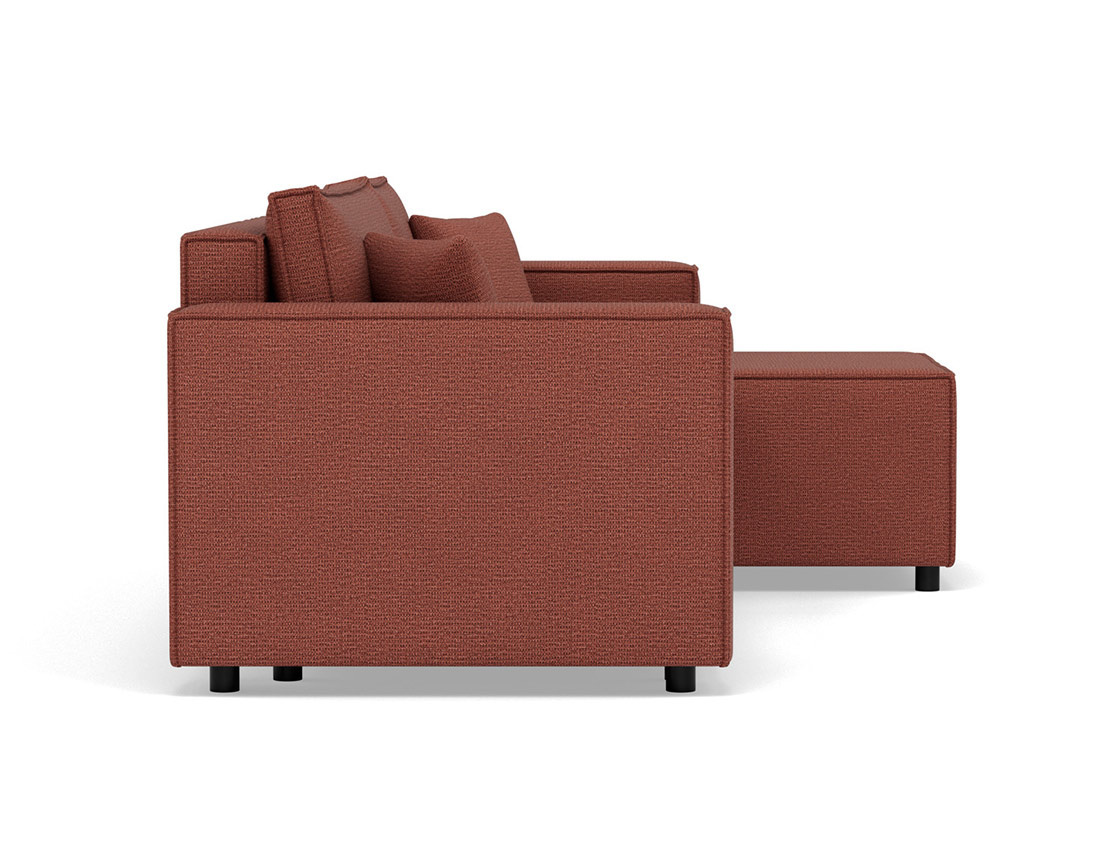 Canapé d'angle réversible 4 places convertible avec coffre en tissu texturé Jonas Canapé d'angle réversible 4 places convertible avec coffre en tissu texturé Jonas