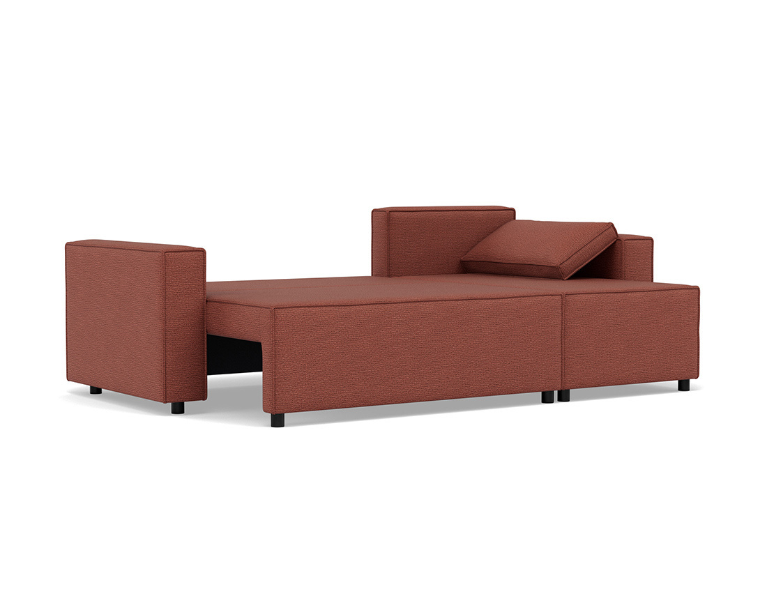 Canapé d'angle réversible 4 places convertible avec coffre en tissu texturé Jonas Canapé d'angle réversible 4 places convertible avec coffre en tissu texturé Jonas