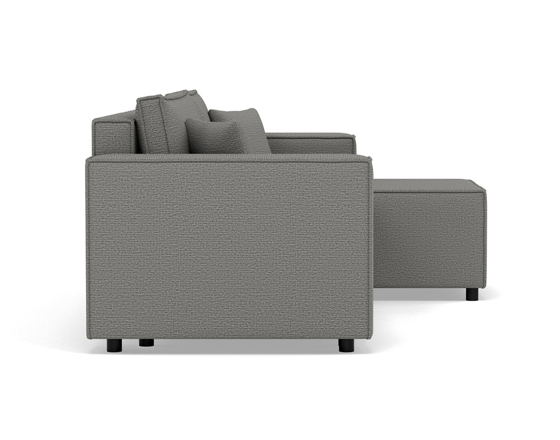 Canapé d'angle réversible 4 places convertible avec coffre en tissu texturé Jonas