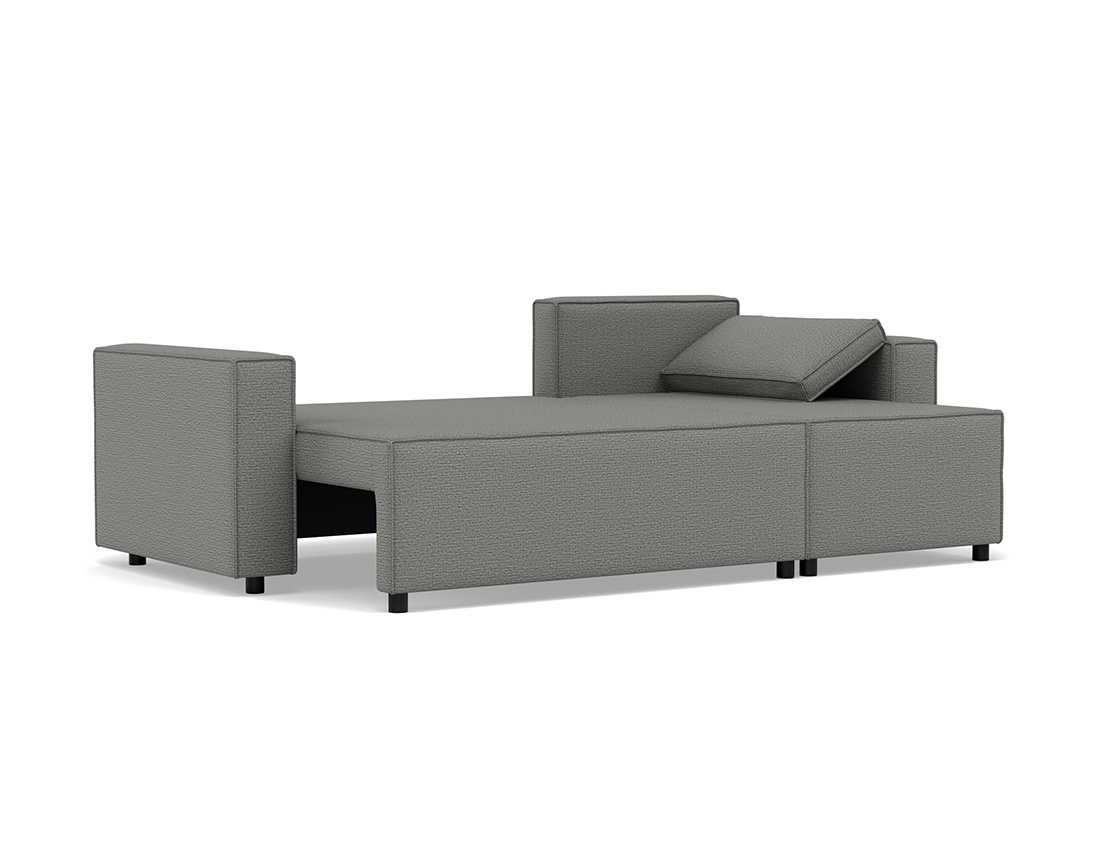 Canapé d'angle réversible 4 places convertible avec coffre en tissu texturé Jonas