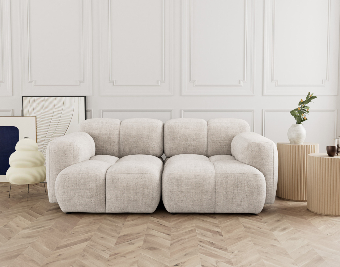 Canapé modulable 2 places en velours texturé Grace