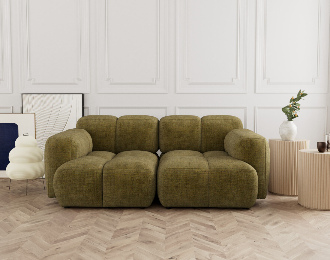 Canapé modulable 2 places en velours texturé Grace