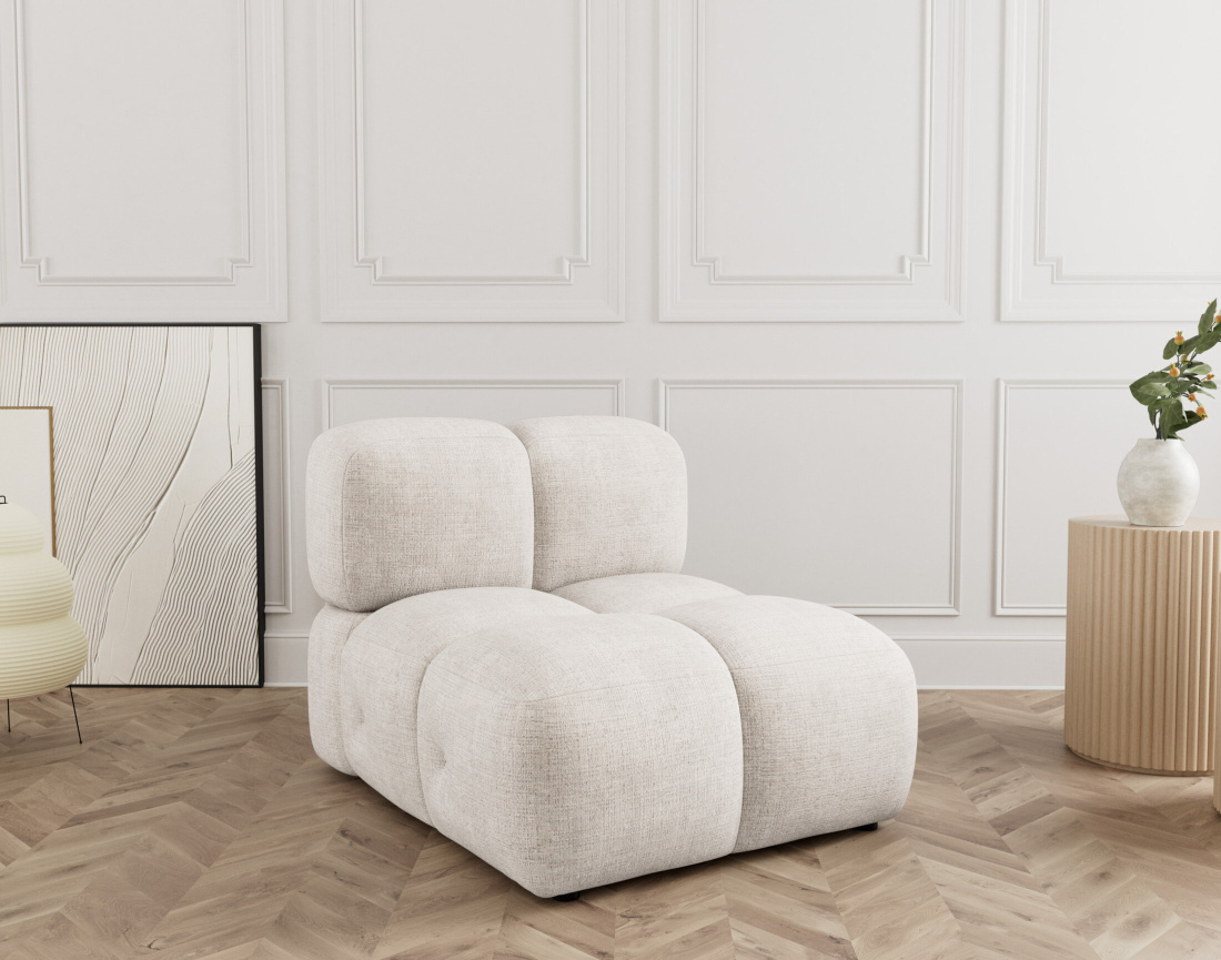 Module d'assise sans accoudoir en velours texturé Grace