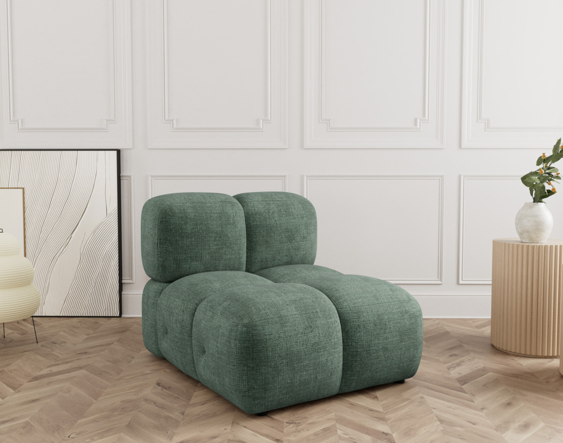 Module d'assise sans accoudoir en velours texturé Grace